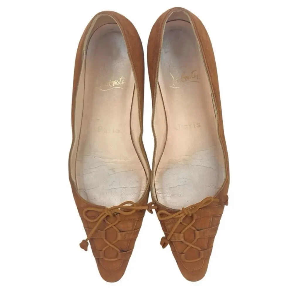CHRISTIAN LOUBOUTIN Brown Suede Leather Flats - Size 36/6